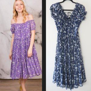 Ulla Johnson Sierra Silk Floral Midi Dress Size 2